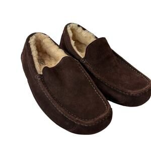 UGG Australia Mens Ascot Suede Closed Toe Slip on Slippers Brown  Size 10